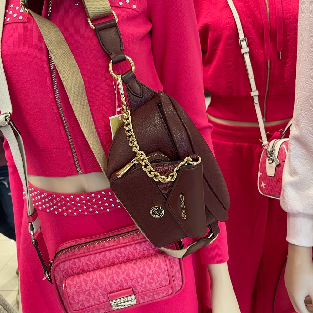 Michael Kors Maisie 2 In 1 Small Leather Waist pack Fanny pack Bag (Oxblood) MK - Picture 7 of 16